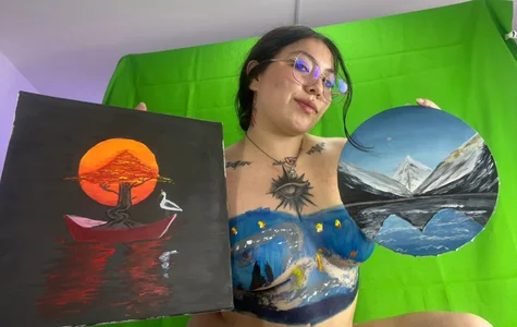 Isa_reel My special painting show for you, inspiration Bob Ross March 7. 🧡🧡🧡  3টি ছবি