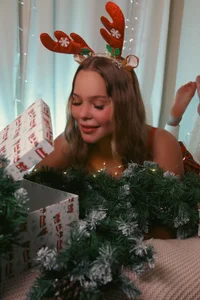 AlicePinky Christmas baby deer in sexy outfit sucks a lollipop Pic 8