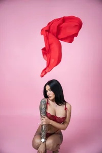 KimSkyee Red lingerie Gambar 6