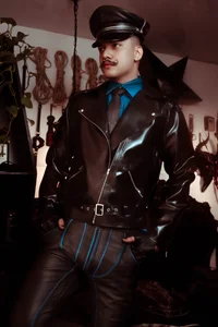 allanhurtss BLUE AND BLACK LEATHER LOOK Billede 2