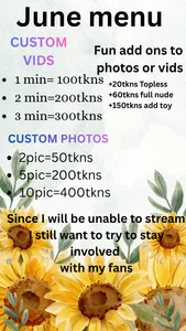 Horneysunflower420 Monthly menu Pic