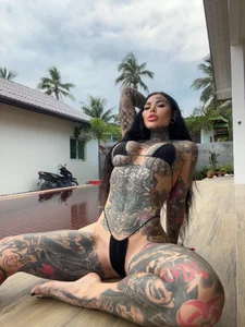 darkinkedbabe micro bikini at the poolside Immagine  7