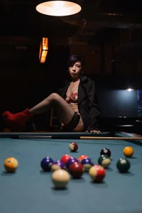 Trinityy__Mature red head sexy lingerie and heels! Teasing in at night bar playing pool! Fuck me in the table图片 5