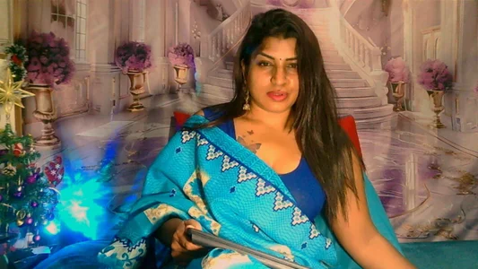 RoyalIndianCreamPuff1 saree blue Immagine  4