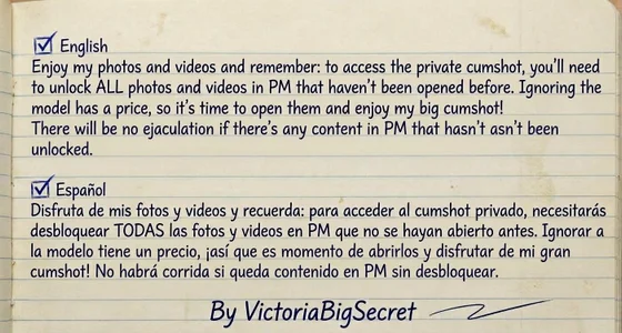VictoriaBigSecret REQUIRED TO ACCESS THE CUMSHOT Pic