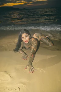 darkinkedbabe night beach shoot Immagine  8