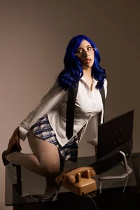 ReiAyanamy SEXY BLUE HAIR SECRETARY 😈💙 Pic 9