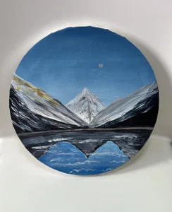 Isa_reel My special painting show for you, inspiration Bob Ross March 7. 🧡🧡🧡  2টি ছবি