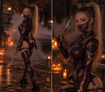 ChloeBelleX Your Halloween fantasy has come to life. 🎃💜 Come closer, handsome… I don’t bite. Or do I? 😈🖤 Foto