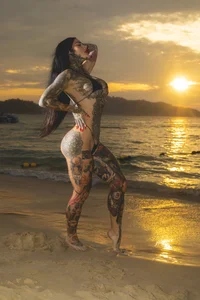 darkinkedbabe night beach shoot Pic 2