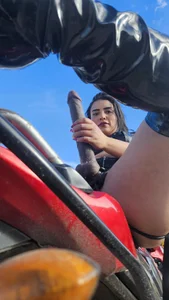 MeliizaQueen: Leather, spit and strap-on… will you kneel? ( 2 фото)