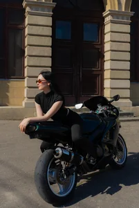 sexy brunette on motocycle de vanilla_bunny  2 photos