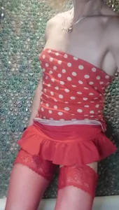 Alexa_Cosmic Wetlook 09. Bathing in red stocking, red panties and red polka dot dress... Foto