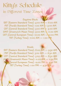 Approximate schedule od Heeykitty  2 snímek