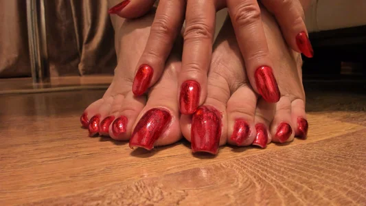 MadameCrowford Red polish foot portrait Pic 6