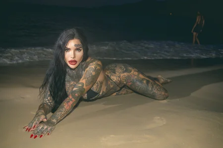 darkinkedbabe night beach shoot Immagine  5