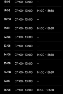Horaire de live août