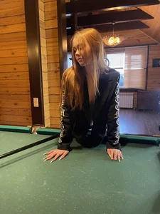 Molly_Kitty: Just practicing my best shot… care to join the game?🎱😉 ( 3 фото)