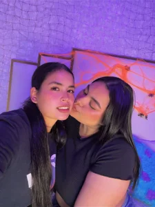 Mia_and_lexy: Good night my loves, come be part of this night of fire...🍒🫦❤️‍🔥🔥🍑😈😘 ( 2 фото)