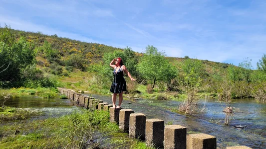 NikkiHolland River walk in latex dress Poză 5