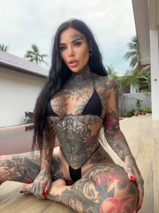 darkinkedbabe micro bikini at the poolside Pic 5