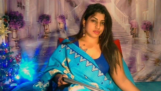 RoyalIndianCreamPuff1 saree blue Bilde 3