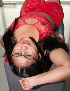 Enjoy a hot Latina in red lingerie. 🍒