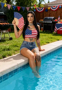 MilaLawrence 💖🤍💙Celebrating Independence Day the right way… naked, wet & screaming💖🤍💙 Pic