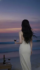 Jin_YourloverEnjoying a glass of wine on the sand and feeling the sea breeze blow through Jin's hair.图片 2
