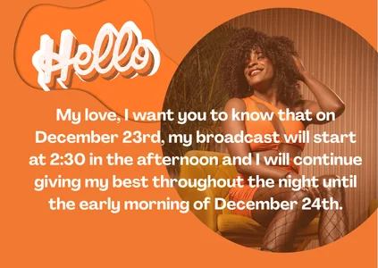I want you to know that on December 23rd, my broadcast will start at 2:30 in the afternoon de puca_ebony  photos