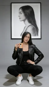 AsianWildAmanda Black leather Pic