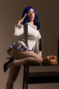ReiAyanamy SEXY BLUE HAIR SECRETARY 😈💙 Pic 4
