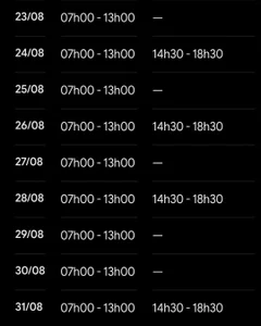 Horaire de live août