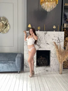 elinanortas backstage brunette long legs lingerie shorts long hair big ass Pic 6